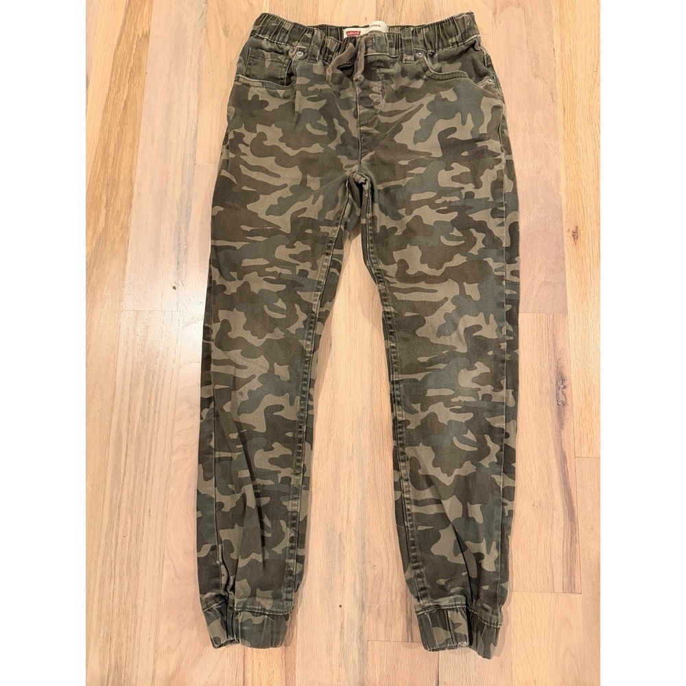 Levi's Boys Green Camo Twill Jogger Pants Size 12 Regular Elastic Waist
